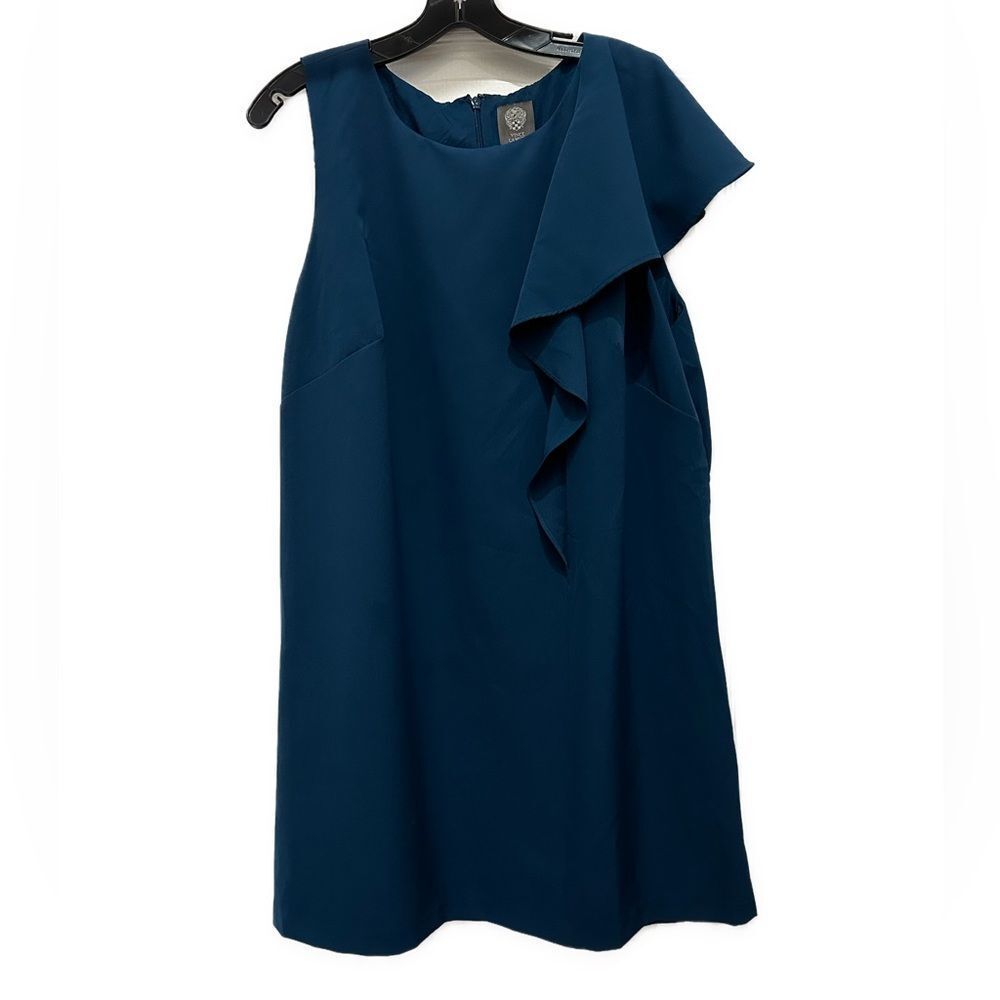 Vince Camuto Teal Blue Ruffle Shoulder Dress Plus Size 16W